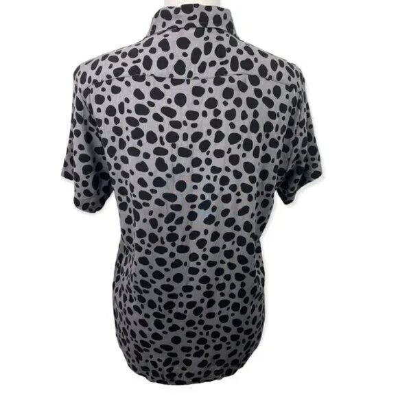 Straight To Hell Black Gray Leopard Print Button-Down Short Sleeve Shirt Small - Picture 2 of 3